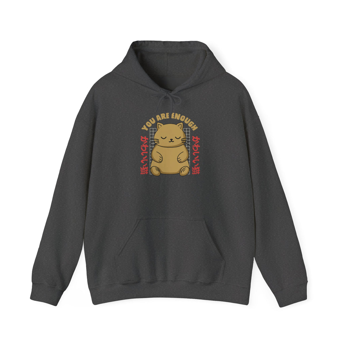 Hoodie — Cute 'You Are Enough' Kawaii Cat Comfort Hoodie