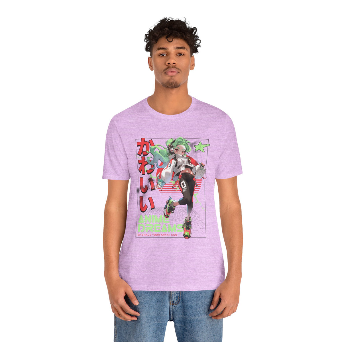 Anime Dreams Kawaii Tee — Neon Retro Anime Girl Graphic T-Shirt