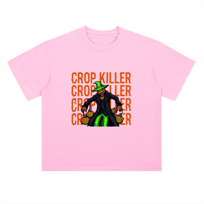 Crop Killer Halloween Scarecrow Graphic Drop Shoulder Tee