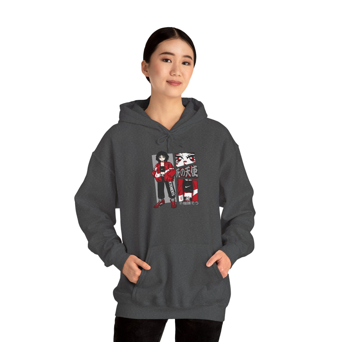 Anime Streetwear Red-Jacket Angel Hooded Sweatshirt