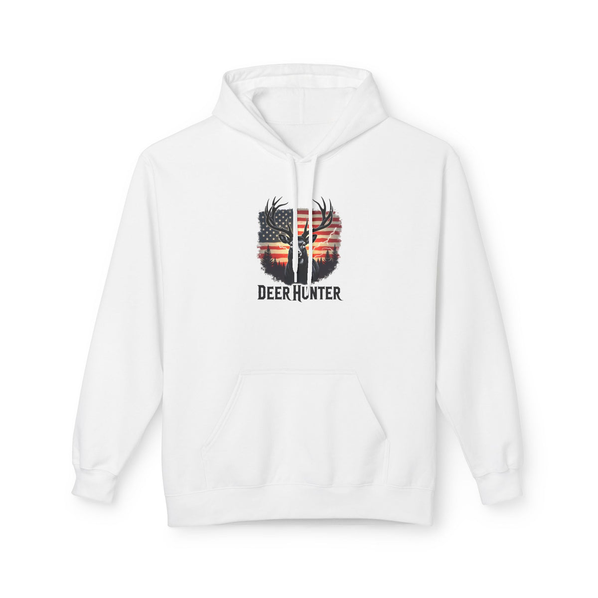 Deer Hunter Hoodie - American Flag Antler Graphic Pullover