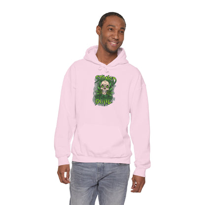 Skull 'Stoned Bone' Hoodie – Green Cannabis Skull Graphic Pullover
