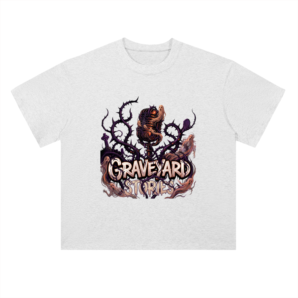 Graveyard Stories Gothic Horror Graphic Drop Shoulder Tee