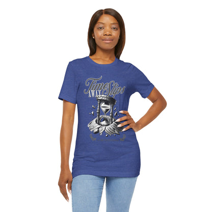 Time Slips Hourglass T‑Shirt — Vintage Black & White Graphic Tee