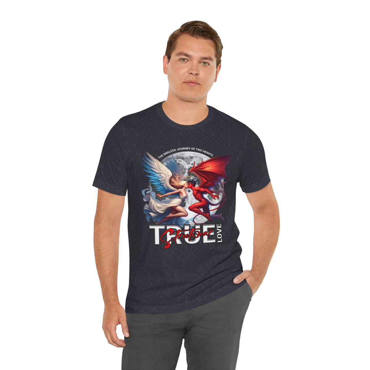 True Love Tee — Angel & Devil Heart Graphic T-Shirt