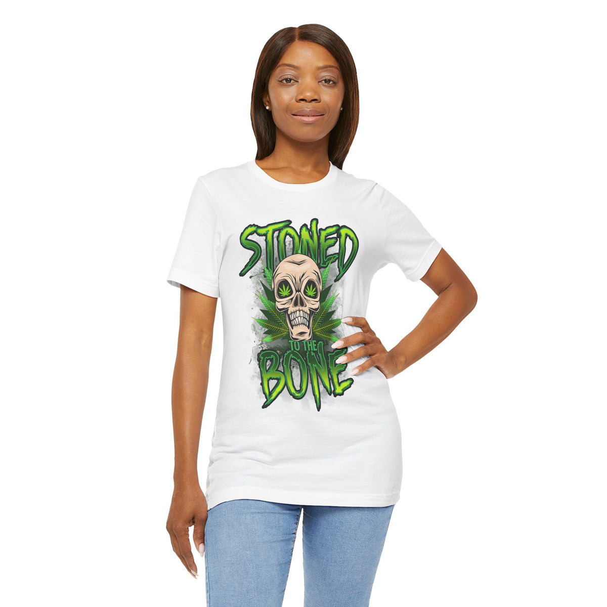 Stoned to the Bone Skull Tee — Cannabis Leaf Graphic T-Shirt