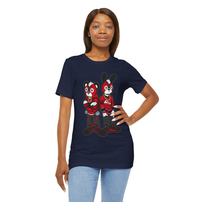 Streetwear Cartoon Bear & Bunny Tee — Hip Hop Graphic T-Shirt