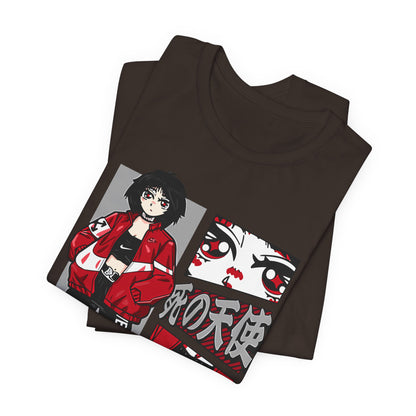 Anime Streetwear Tee — Red-Jacket Angel Graphic