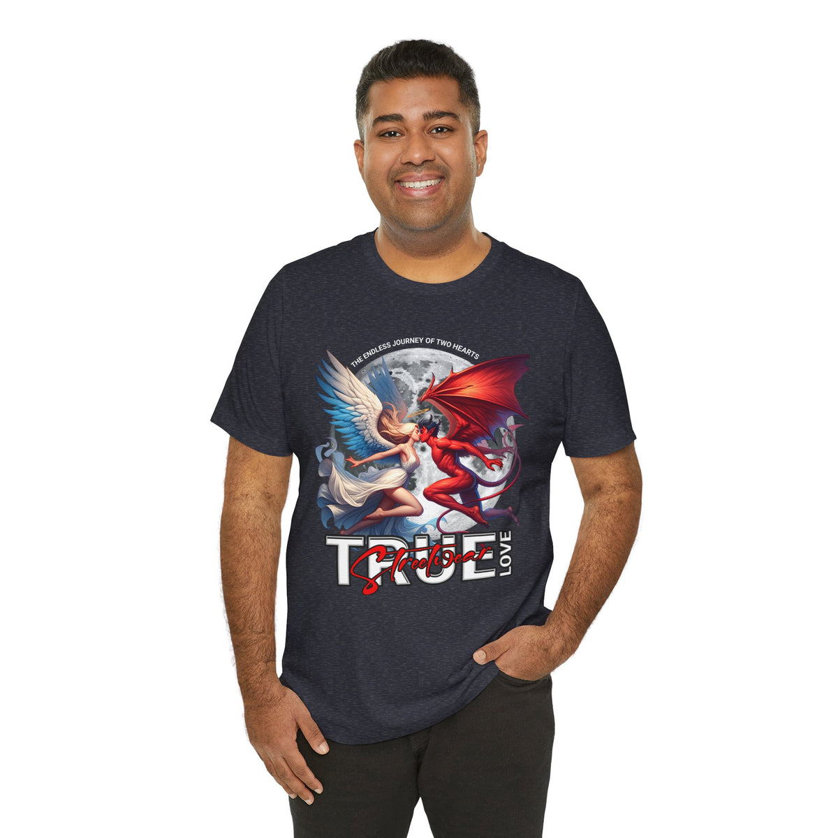 True Love Tee — Angel & Devil Heart Graphic T-Shirt