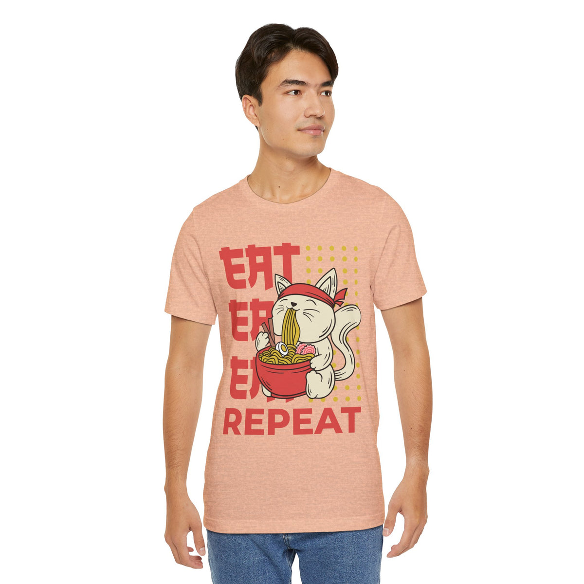 Ramen Cat Tee — "Eat Sleep Repeat" Cute Noodle Lover T-Shirt