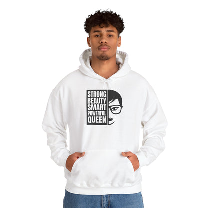 Queen Portrait Hoodie — "Strong Beauty Smart Powerful Queen" Empowerment Sweatshirt