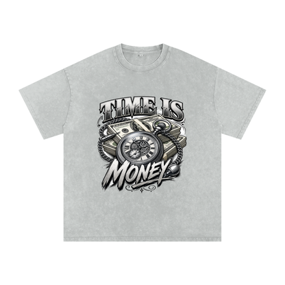 Time Is Money Snow-Washed Cotton Graphic Tee