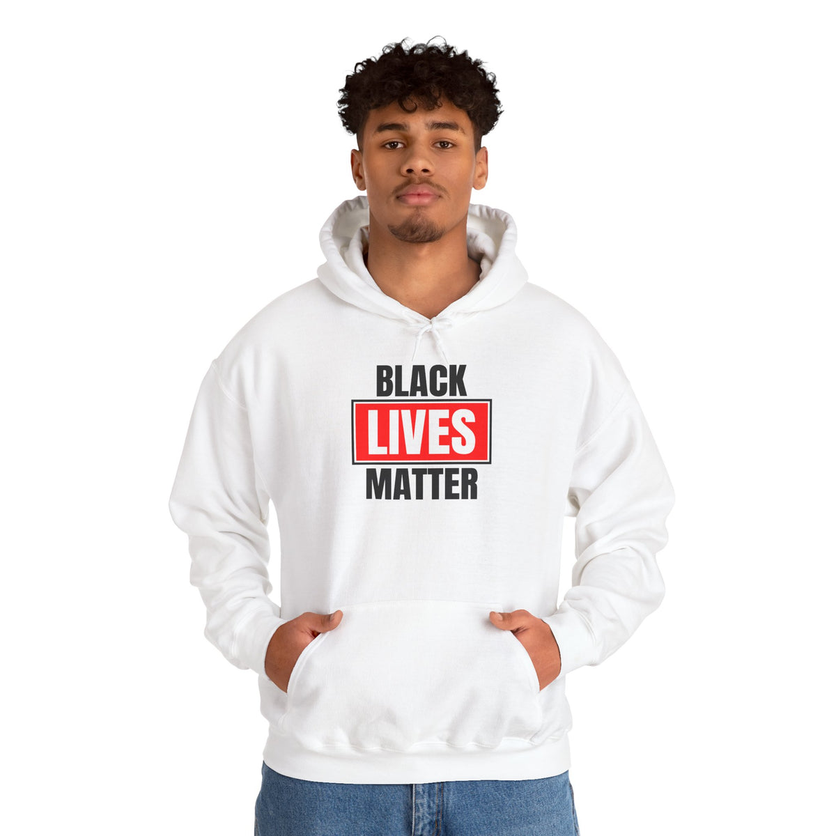Black Lives Matter Hoodie — Bold Red Box Graphic Protest Sweatshirt