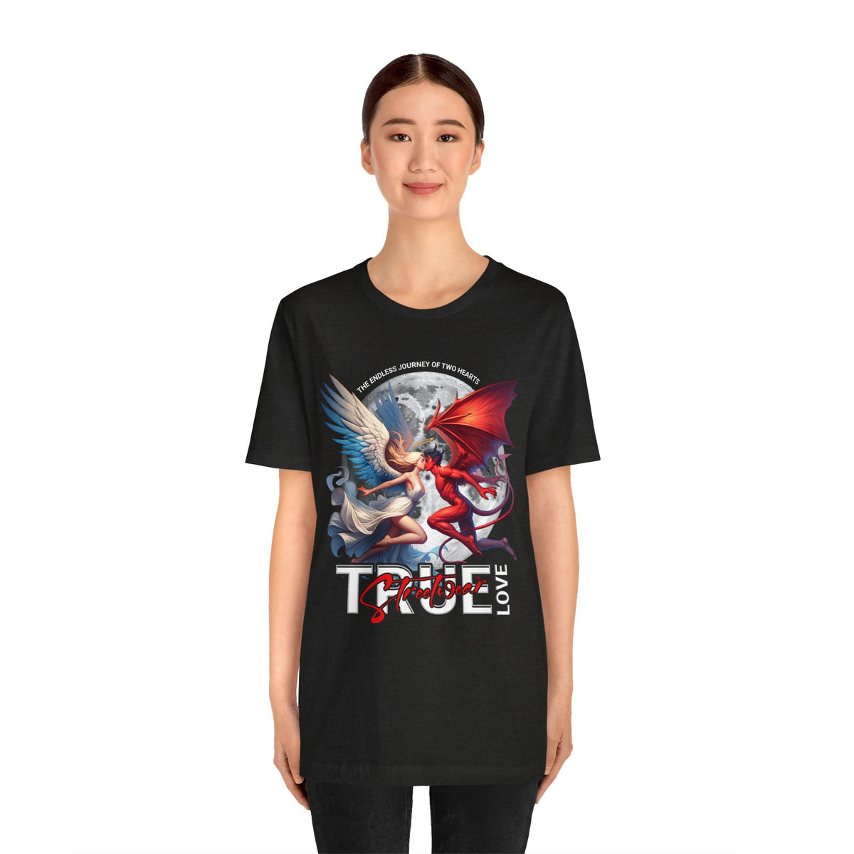 True Love Tee — Angel & Devil Heart Graphic T-Shirt