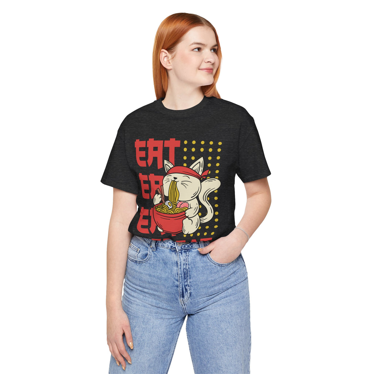 Ramen Cat Tee — "Eat Sleep Repeat" Cute Noodle Lover T-Shirt