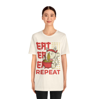 Ramen Cat Tee — "Eat Sleep Repeat" Cute Noodle Lover T-Shirt