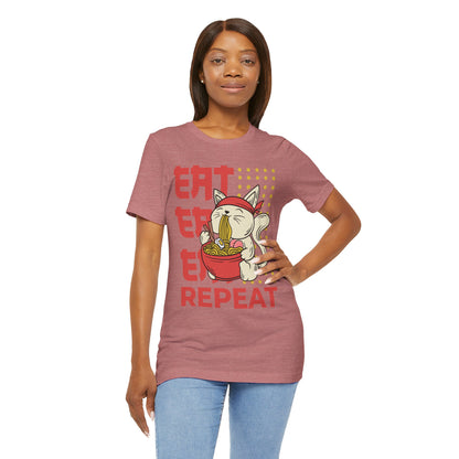 Ramen Cat Tee — "Eat Sleep Repeat" Cute Noodle Lover T-Shirt