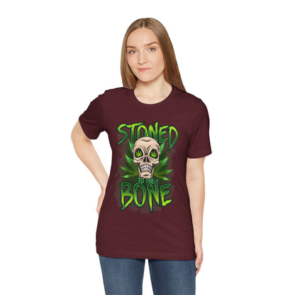 Stoned to the Bone Skull Tee — Cannabis Leaf Graphic T-Shirt