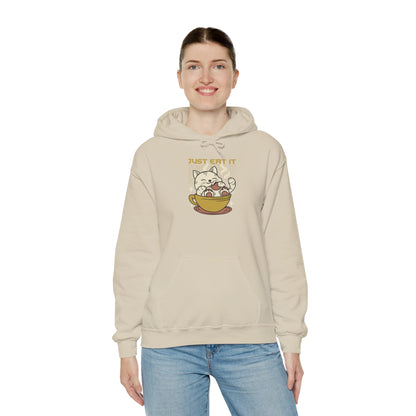Cat Latte Hoodie - "Just Eat It" Cute Cat in Cup Sweatshirt