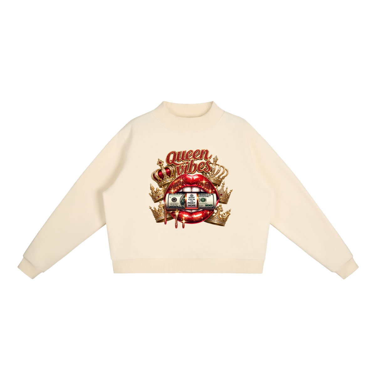 Queen Vibes Lips Oversized Graphic Sweatshirt