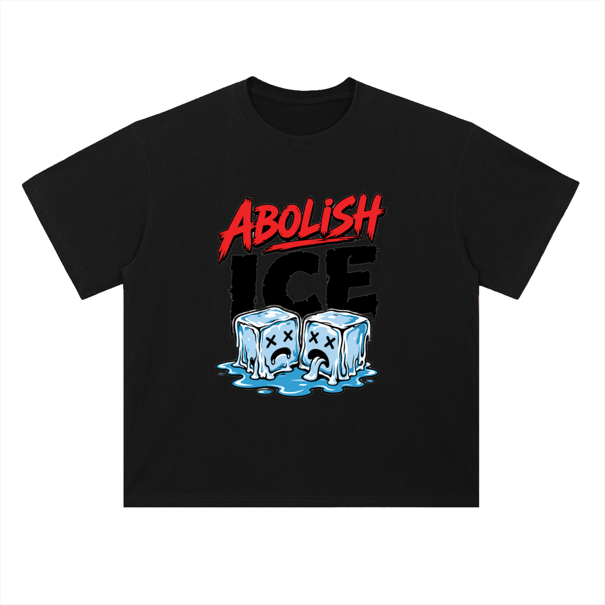 Abolish ICE Melting Ice Cubes Graphic Drop Shoulder Tee