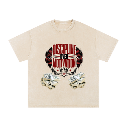 Discipline Over Motivation Snow-Washed Cotton Tee