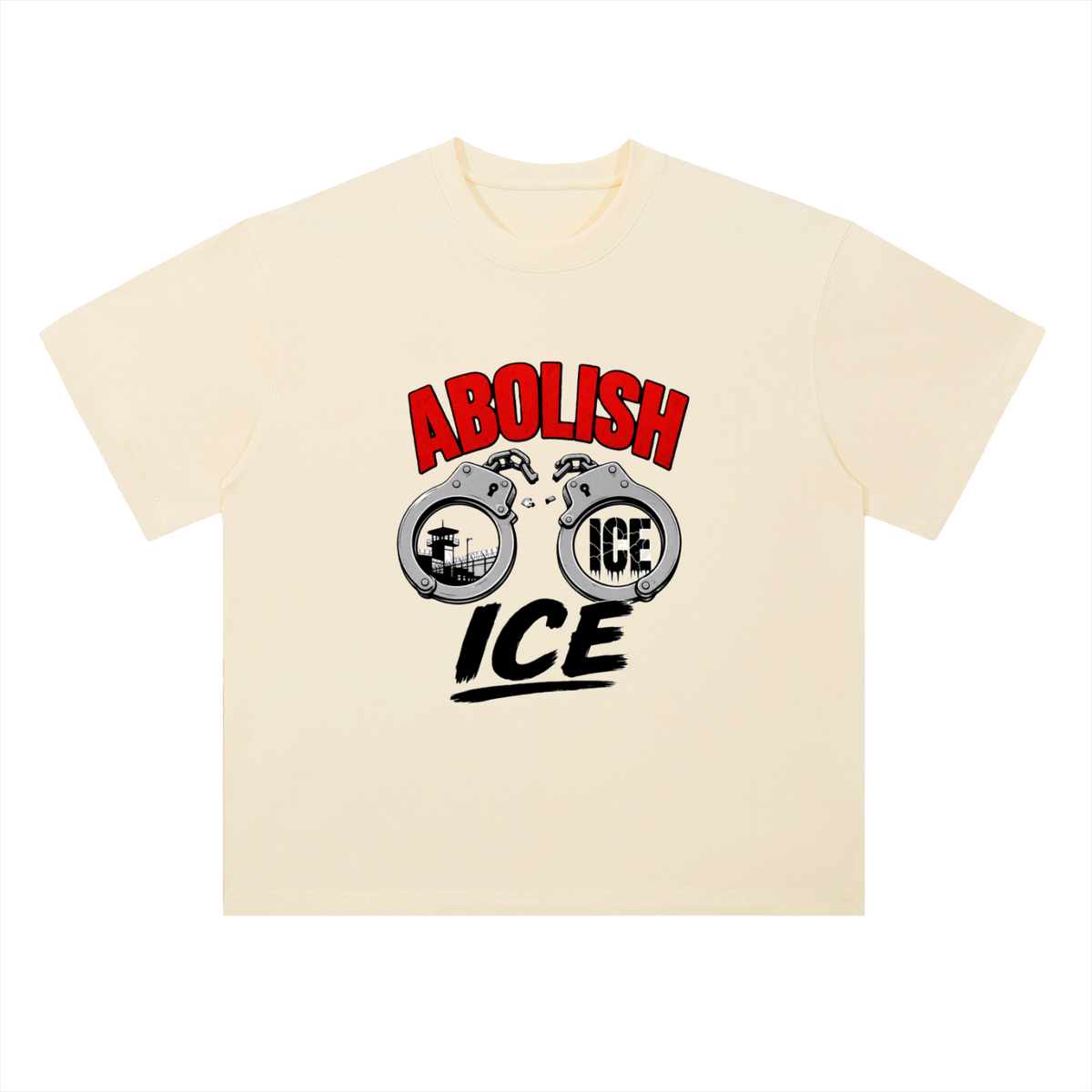 Abolish ICE Handcuffs Graphic Drop Shoulder Tee