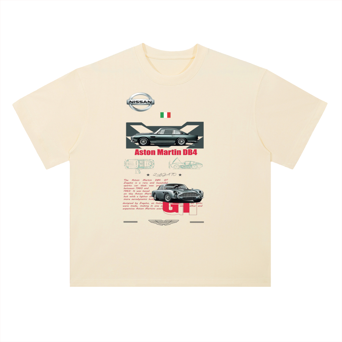 Aston Martin DB4 Classic Car Cotton Graphic Tee
