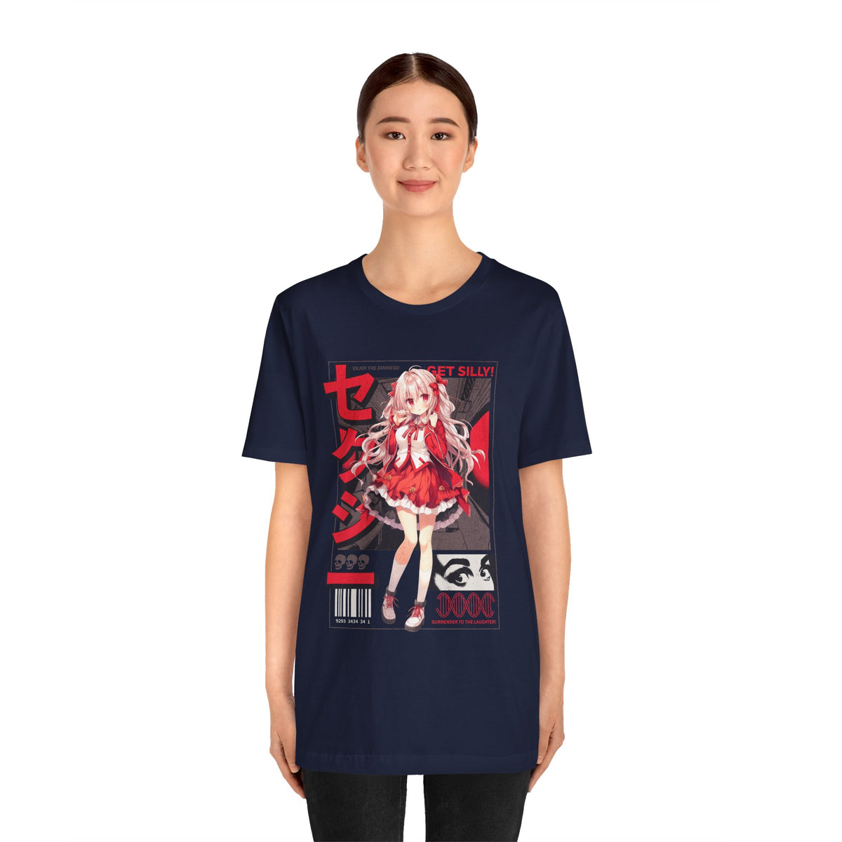 Anime Girl Graphic Tee — "Get Silly!" Red Harajuku Style T-Shirt