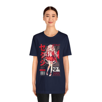 Anime Girl Graphic Tee — "Get Silly!" Red Harajuku Style T-Shirt