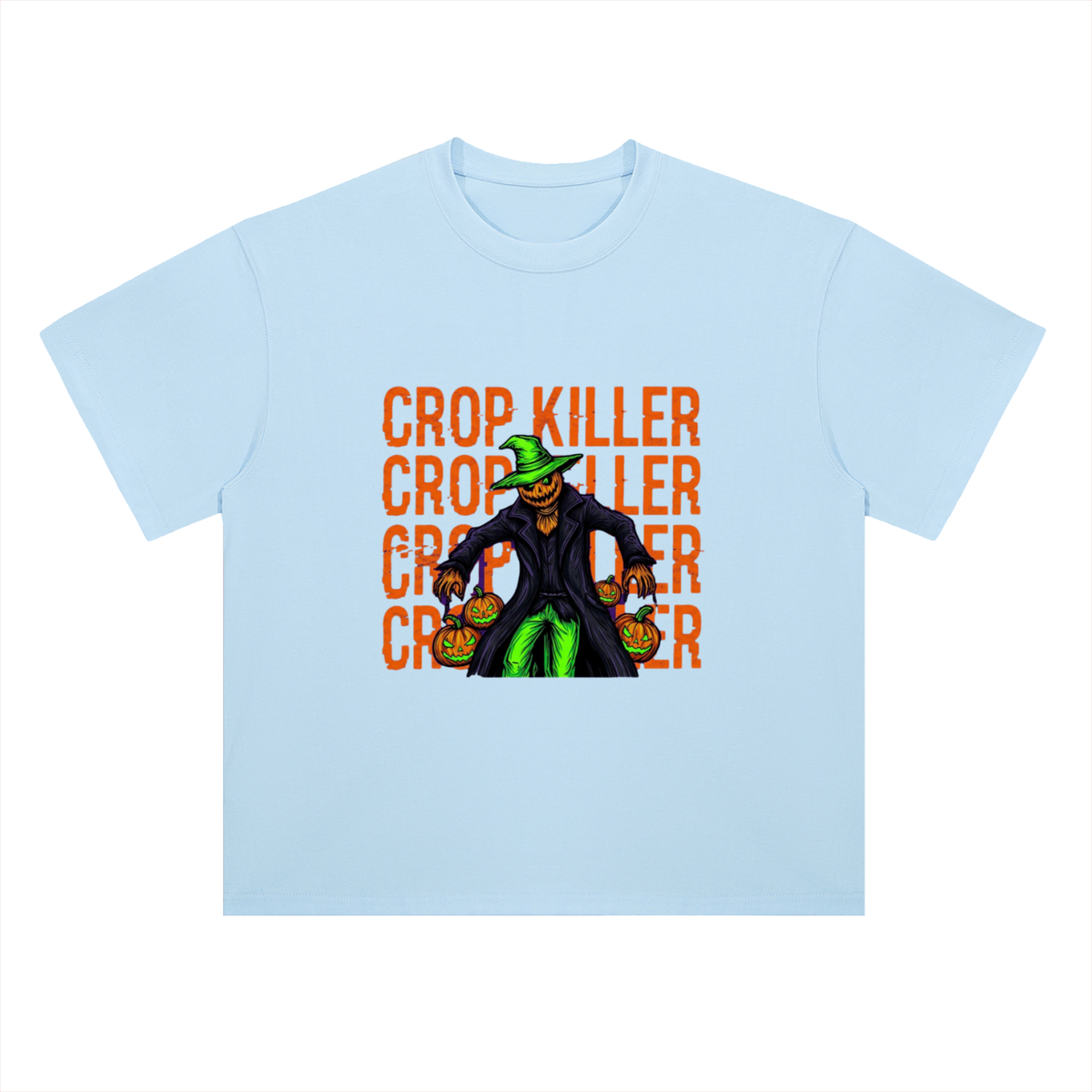 Crop Killer Halloween Scarecrow Graphic Drop Shoulder Tee