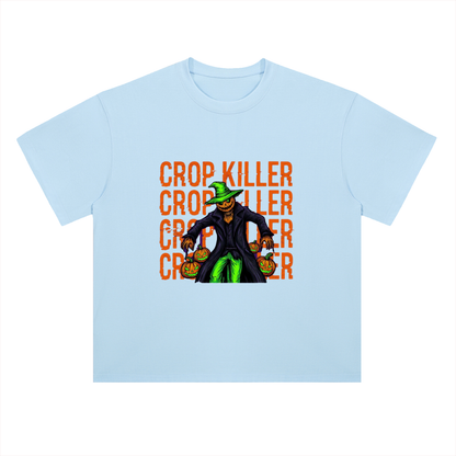 Crop Killer Halloween Scarecrow Graphic Drop Shoulder Tee