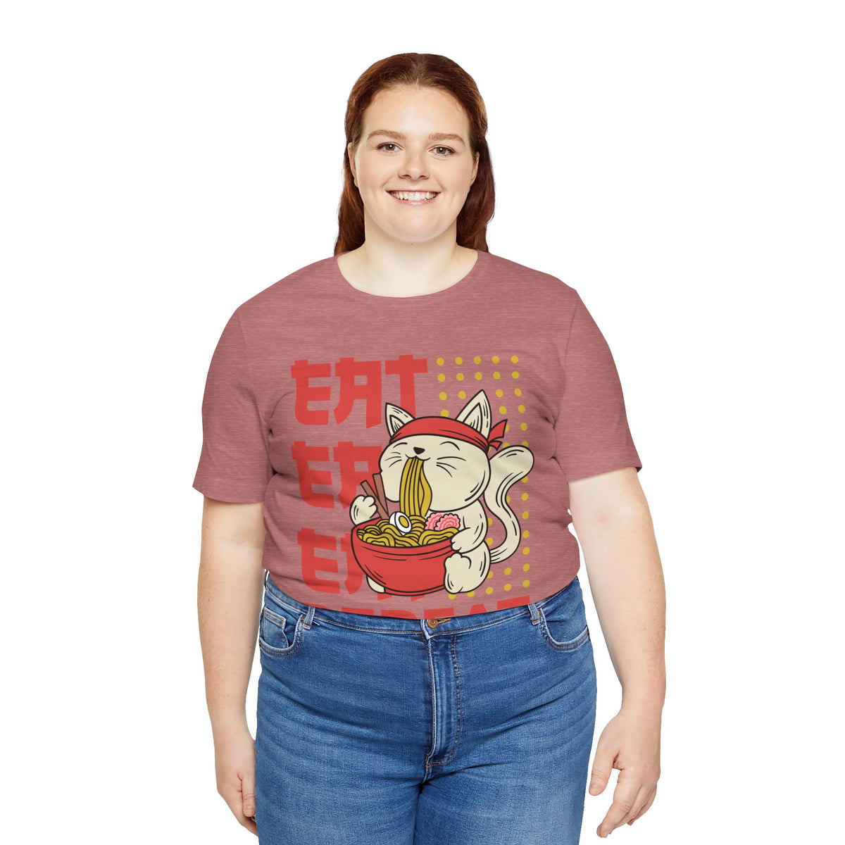 Ramen Cat Tee — "Eat Sleep Repeat" Cute Noodle Lover T-Shirt