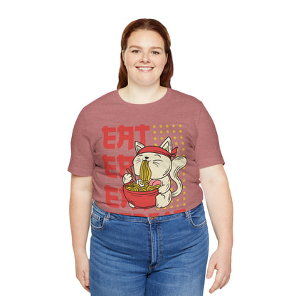 Ramen Cat Tee — "Eat Sleep Repeat" Cute Noodle Lover T-Shirt