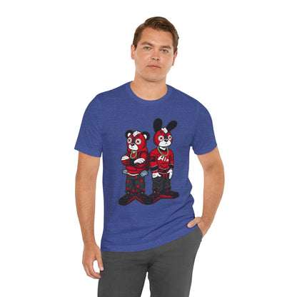 Streetwear Cartoon Bear & Bunny Tee — Hip Hop Graphic T-Shirt