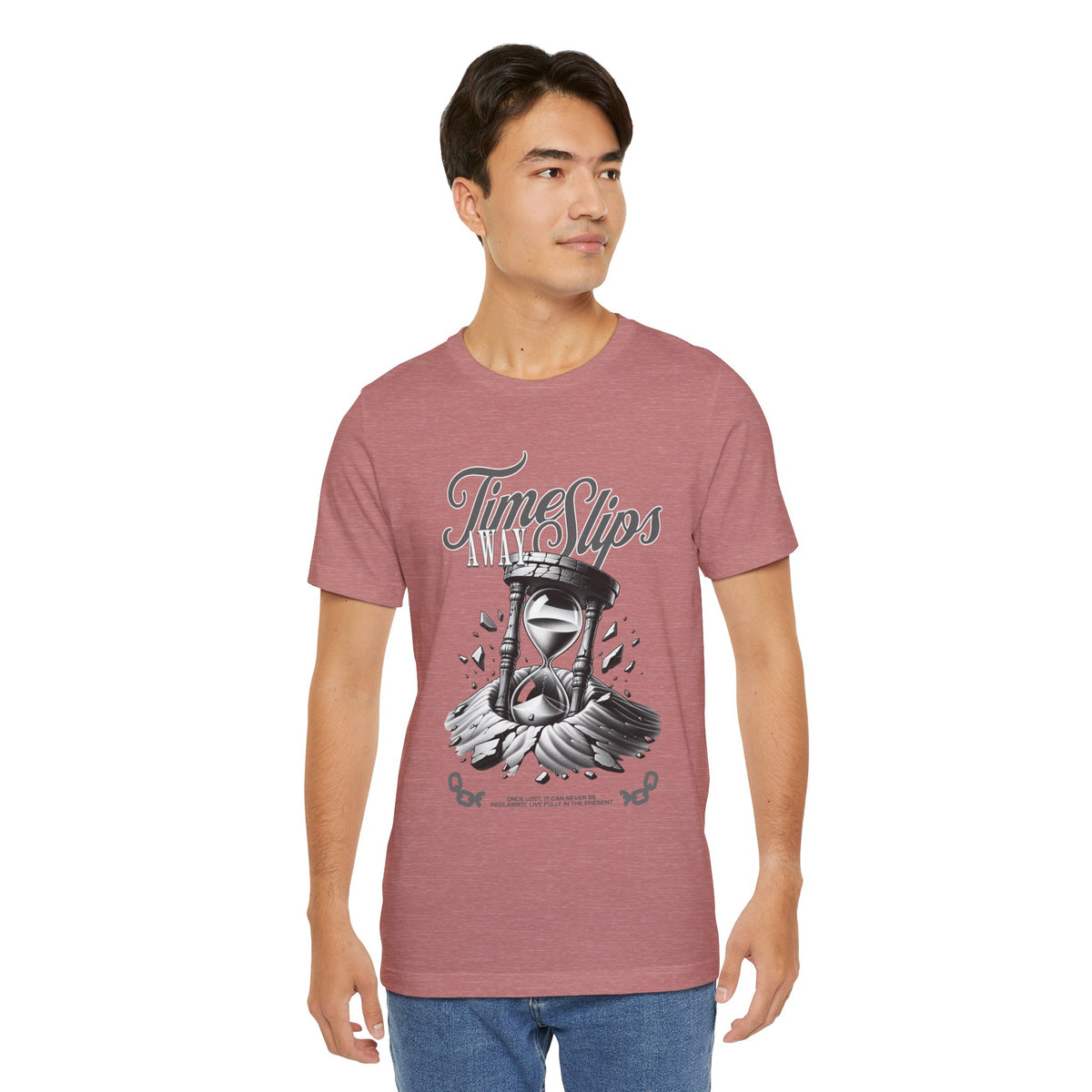 Time Slips Hourglass T‑Shirt — Vintage Black & White Graphic Tee