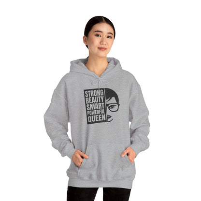 Queen Portrait Hoodie — "Strong Beauty Smart Powerful Queen" Empowerment Sweatshirt