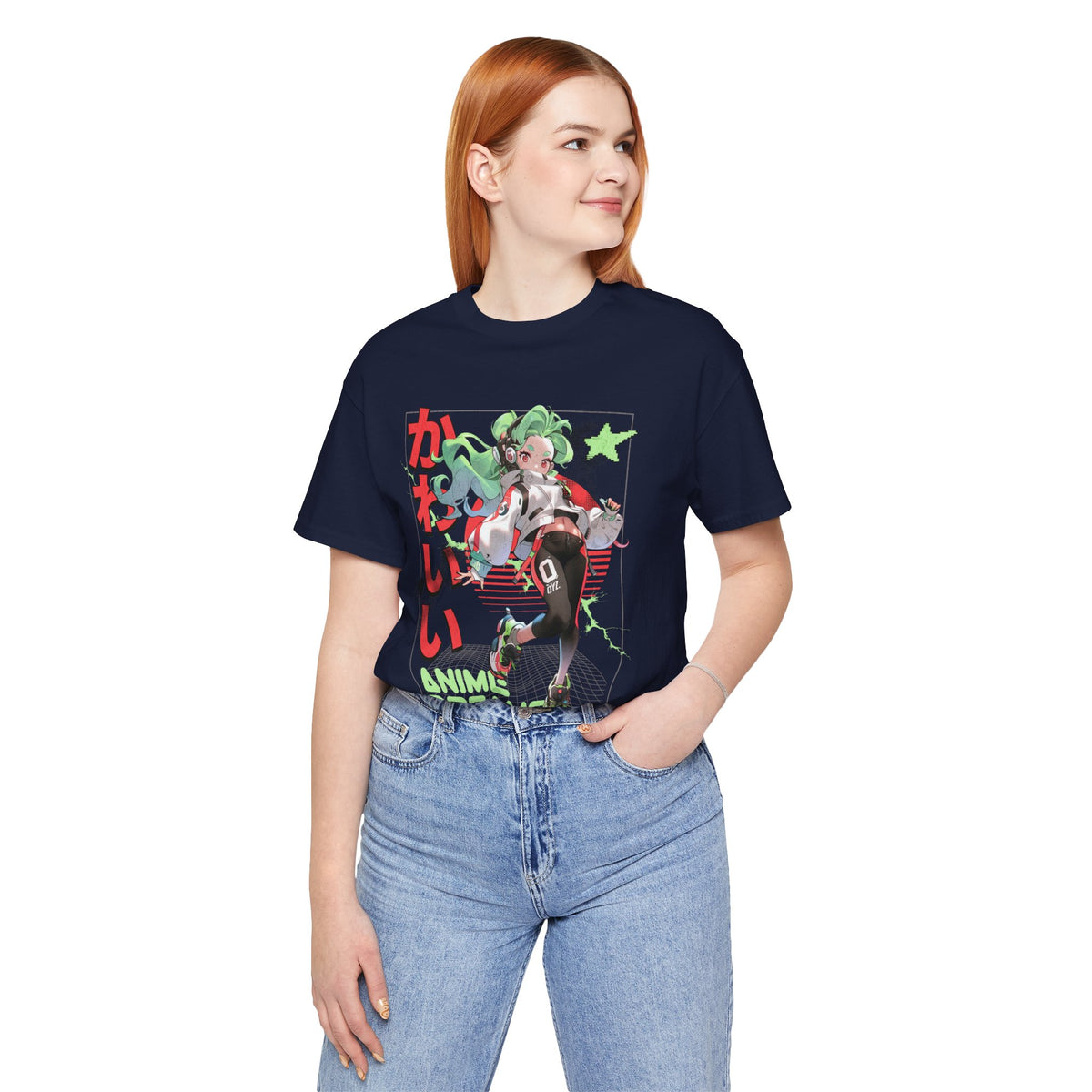Anime Dreams Kawaii Tee — Neon Retro Anime Girl Graphic T-Shirt