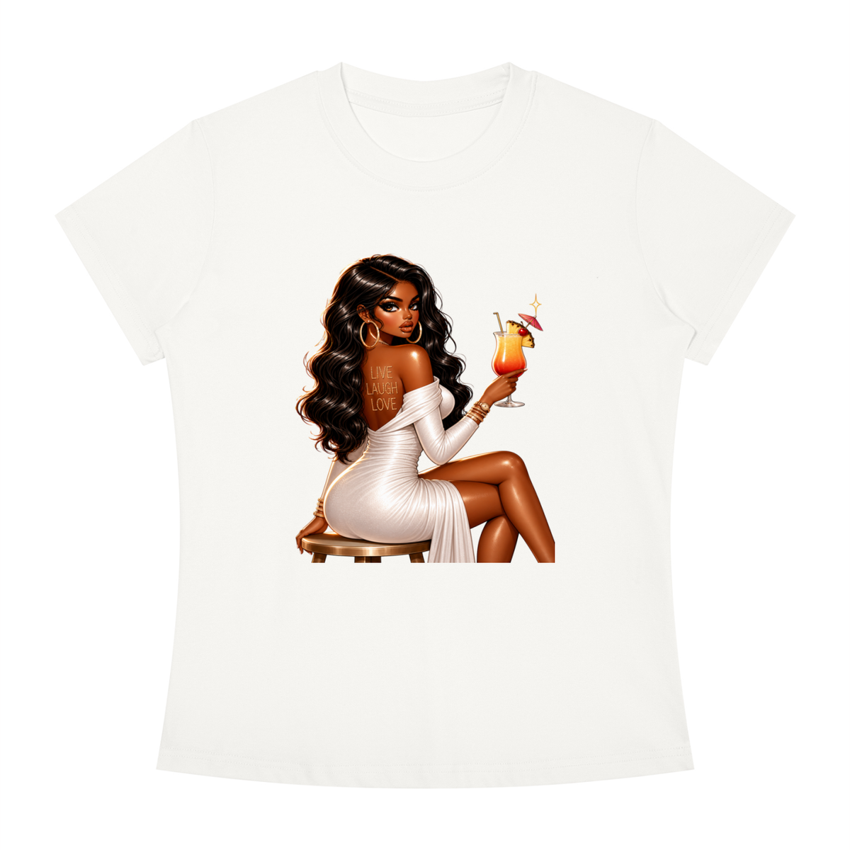 Glamorous Woman with Cocktail Women’s Slim-Fit Tee