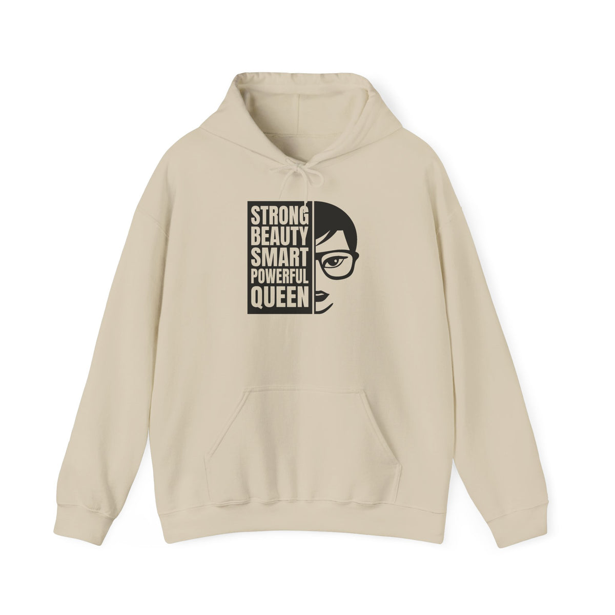 Queen Portrait Hoodie — "Strong Beauty Smart Powerful Queen" Empowerment Sweatshirt