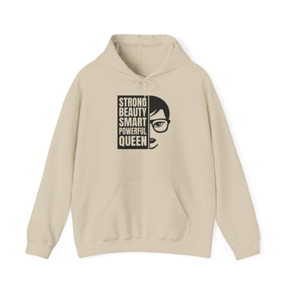Queen Portrait Hoodie — "Strong Beauty Smart Powerful Queen" Empowerment Sweatshirt