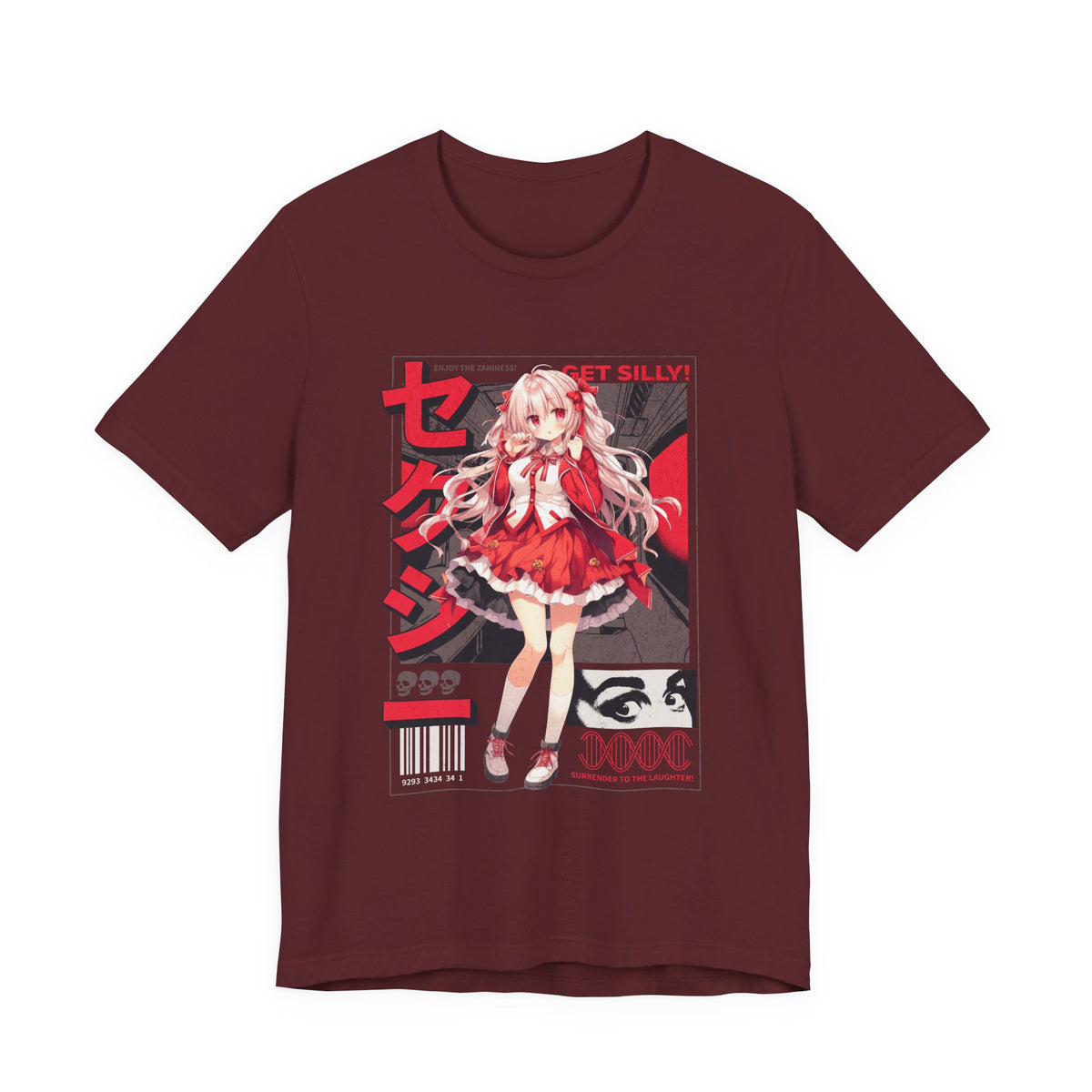 Anime Girl Graphic Tee — "Get Silly!" Red Harajuku Style T-Shirt