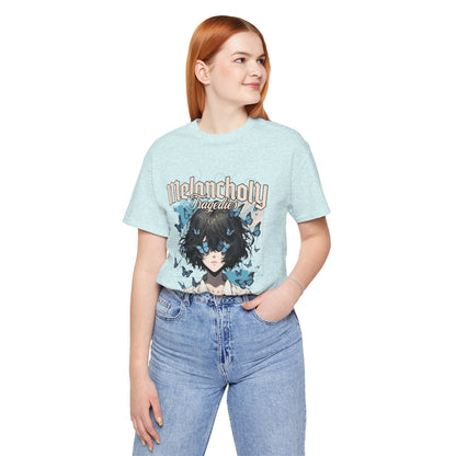Melancholy Tragedia Anime Tee — Blue Butterflies Graphic T-Shirt