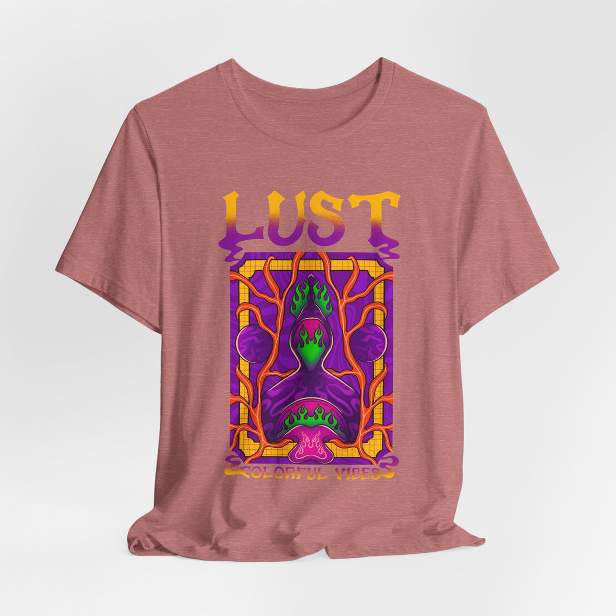 Lust Colorful Vibes Graphic Tee — Psychedelic Tarot-Inspired T-Shirt