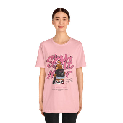Skate Mom Bear Tee — Cute Pink Skateboard Graphic T-Shirt