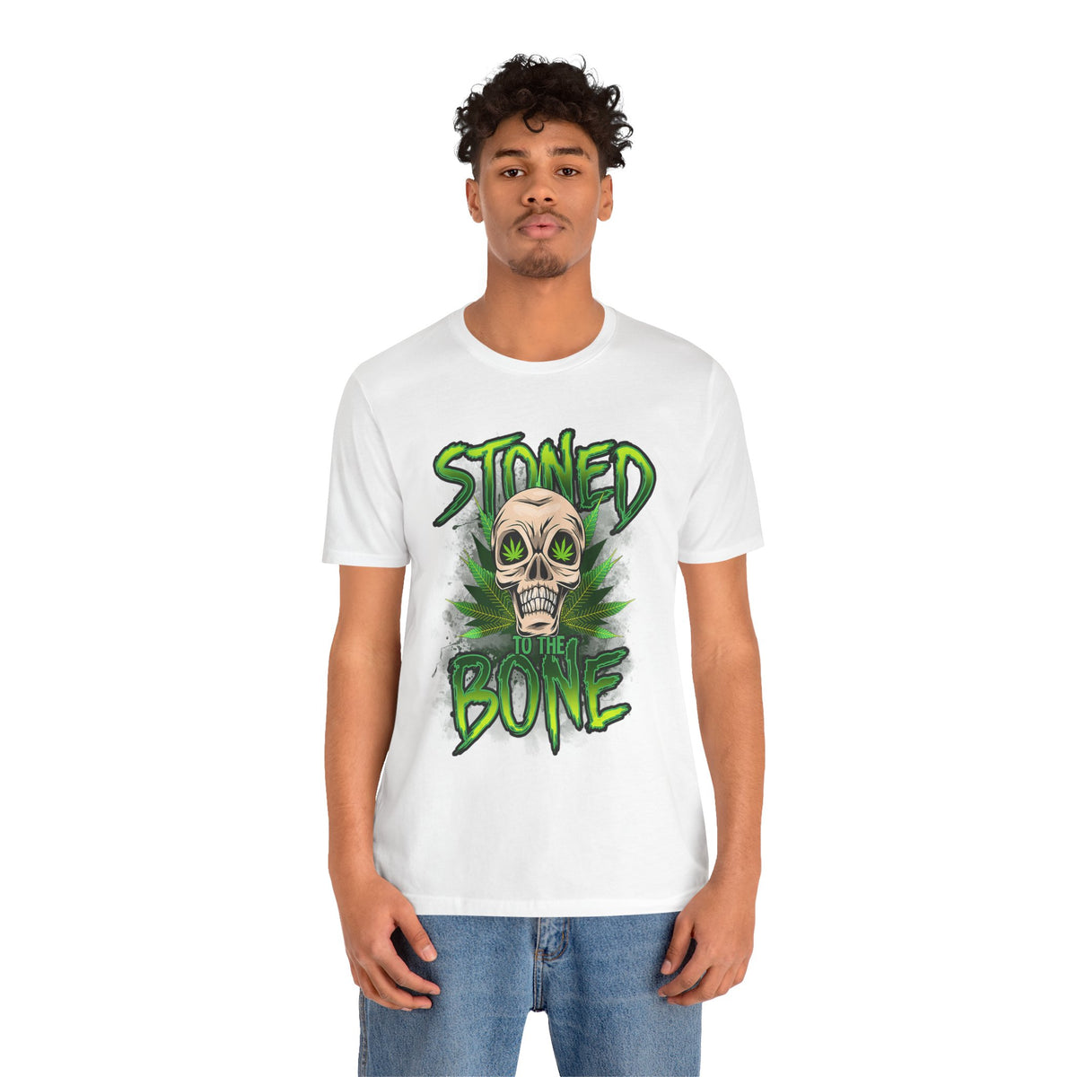 Stoned to the Bone Skull Tee — Cannabis Leaf Graphic T-Shirt