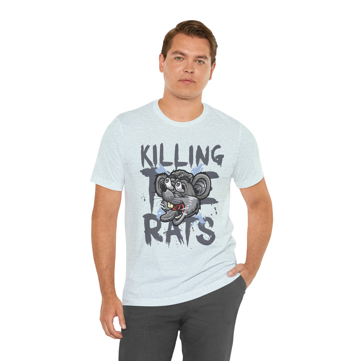 Killing Rats Graphic Tee – Edgy Cartoon Rat Skull Streetwear