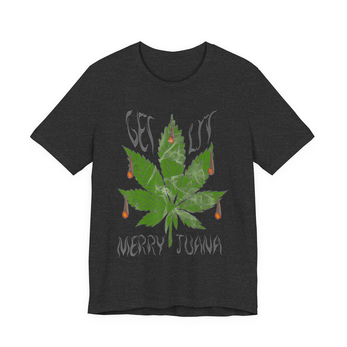 Merry Tijuana Cannabis Leaf Tee — 'Get Lit' Holiday Marijuana T-Shirt