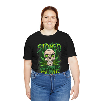 Stoned to the Bone Skull Tee — Cannabis Leaf Graphic T-Shirt