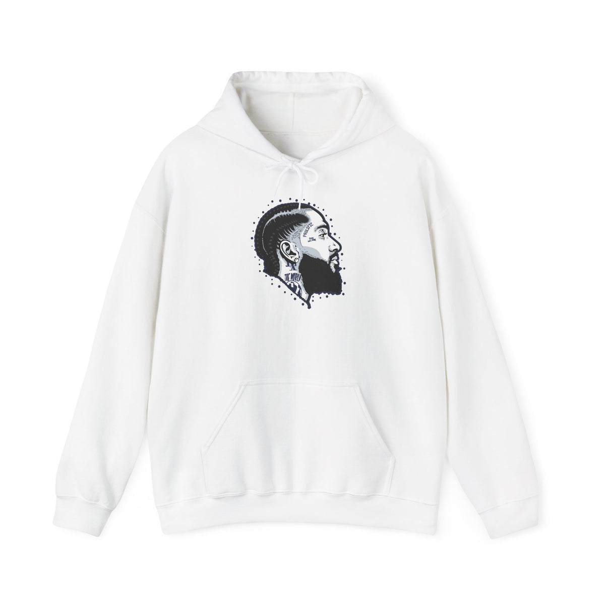 Portrait Graphic NIPSEY – Side Profile Ink Illustration Hooded